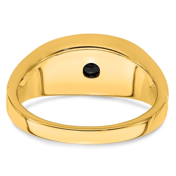 IB Goodman 14k 10x8mm Barrel Onyx and 1/20 carat Diamond Mens Ring
