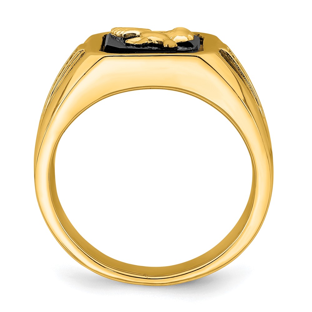 14k Onyx and Diamond Eagle Mens Ring (RM7484-OX-005-YA)