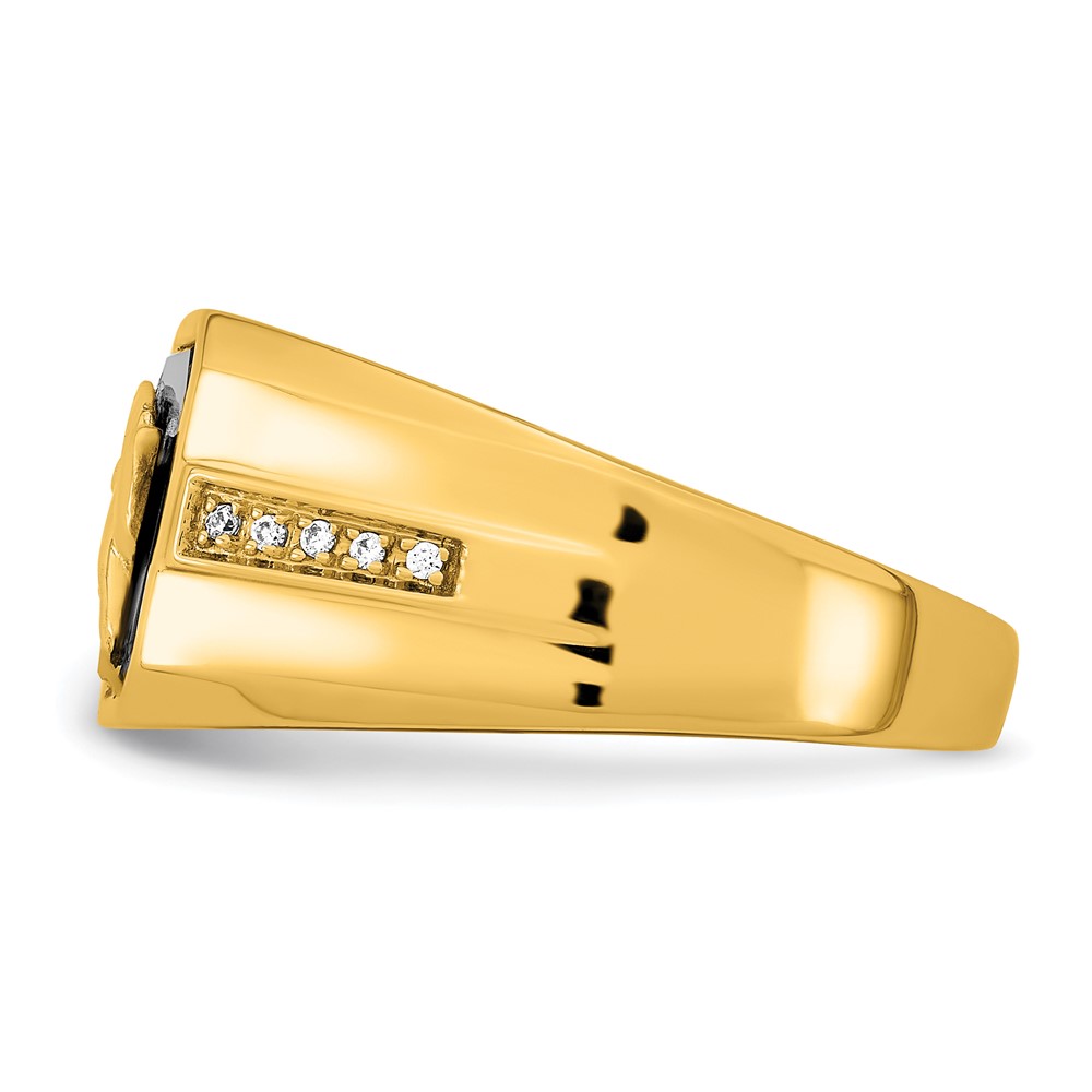 14k Onyx and Diamond Eagle Mens Ring (RM7484-OX-005-YA)