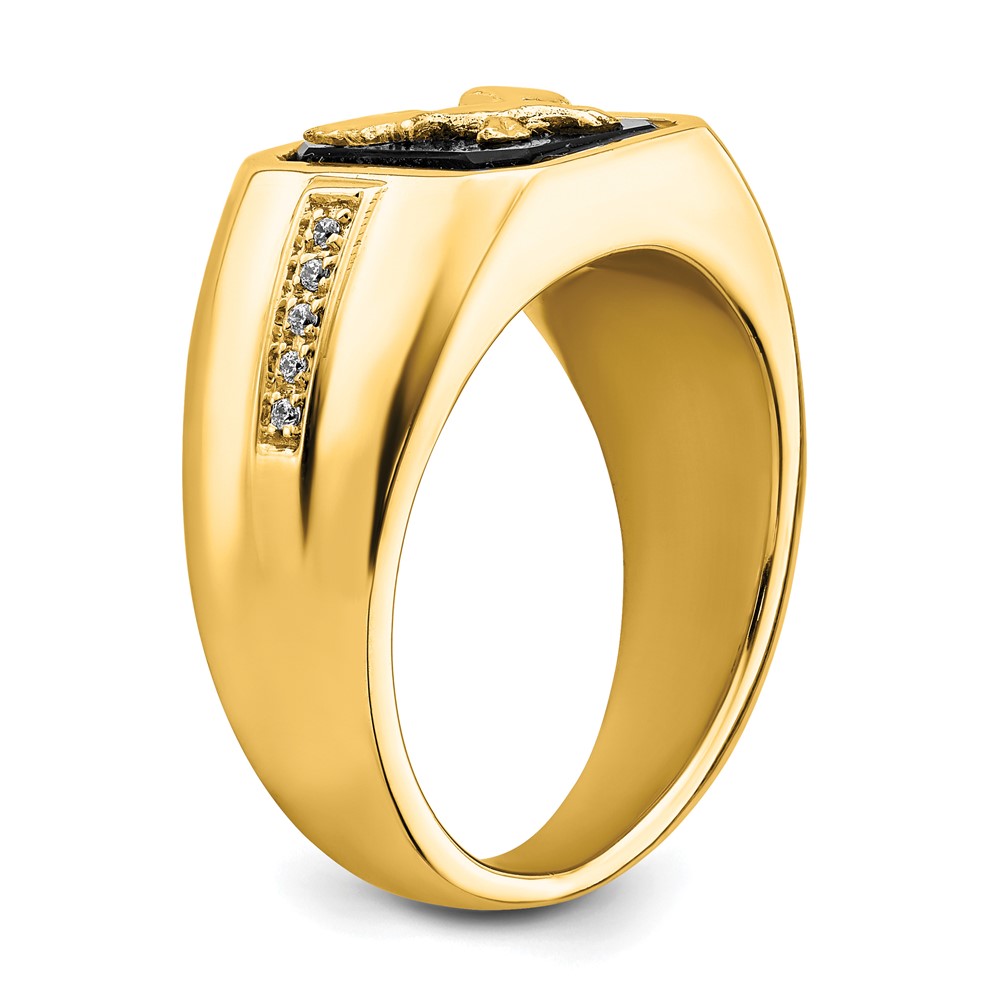 14k Onyx and Diamond Eagle Mens Ring (RM7484-OX-005-YA)