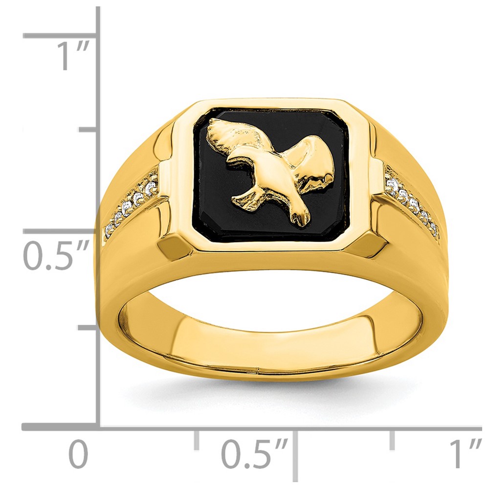 14k Onyx and Diamond Eagle Mens Ring (RM7484-OX-005-YA)