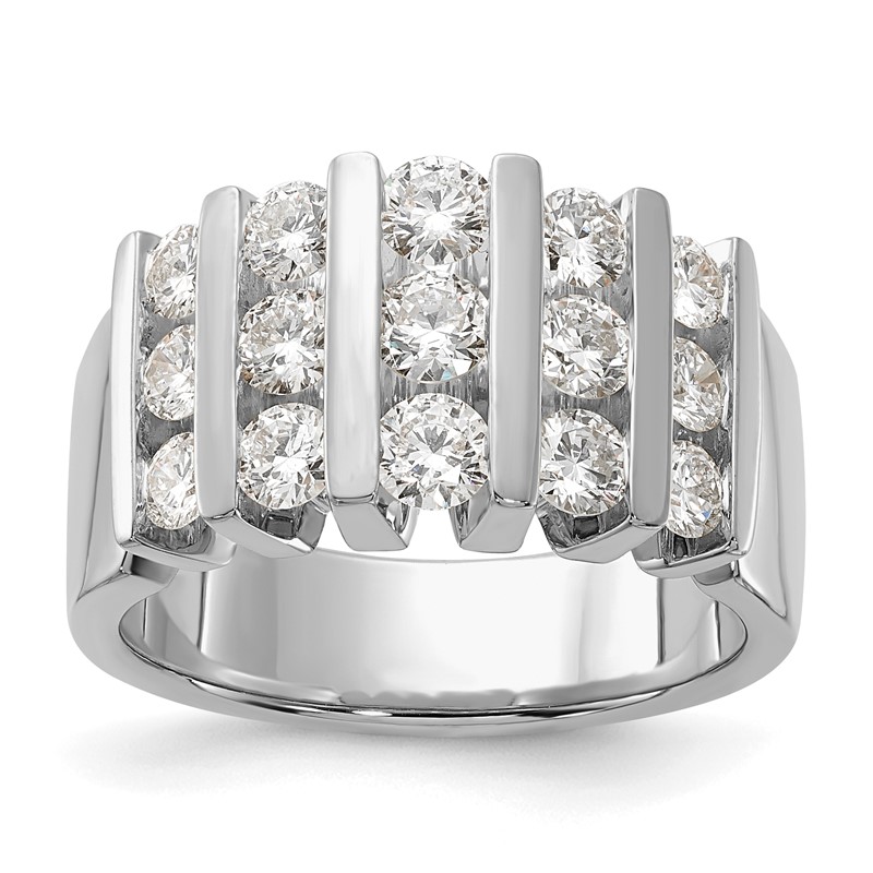 14k White Gold 1 1/2 carat Lab Grown Diamond VS/SI+ G+ Complete Fashion Band