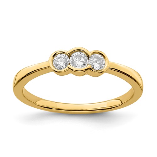 YG Sterling Silver 3-stone CZ Ring