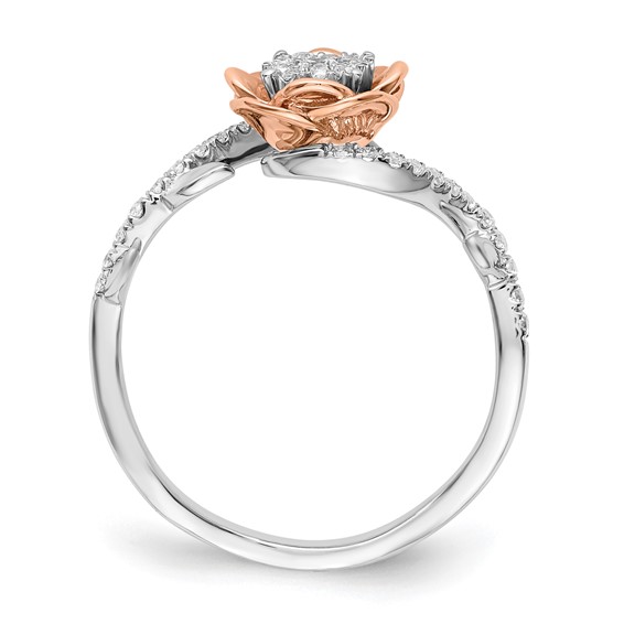 14k Two-Tone Rose and White Gold 1/4 carat Lab Grown Diamond VS/SI+ G+ Complete Flower Ring