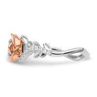 14K Two-Tone Rose and White Gold 0.25 Carat Lab Grown Diamond VS SI+ G+ Complete Flower Ring view 3