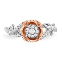 14K Two-Tone Rose and White Gold 0.25 Carat Lab Grown Diamond VS SI+ G+ Complete Flower Ring view 4