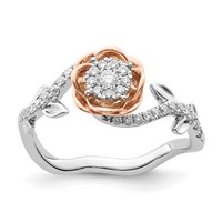 14K Two-Tone Rose and White Gold 0.25 Carat Lab Grown Diamond VS SI+ G+ Complete Flower Ring view 1