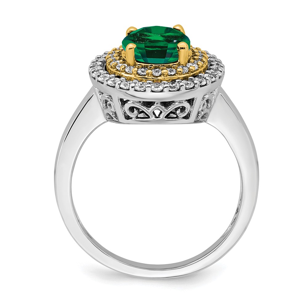 14k Two-Tone 1/2 carat Lab Grown Diamond VS/SI+ G+ and Lab Created Emerald Fashion Ring (RM7500-CEM-050-WYLG)