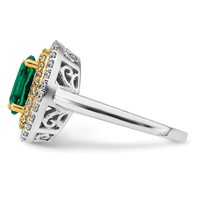 14K Two-Tone 0.50 Carat Lab Grown Diamond VS SI+ G+ and Lab Created Emerald Complete Fashion Ring view 3