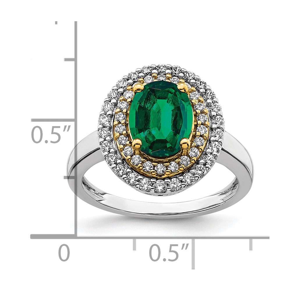 14k Two-Tone 1/2 carat Lab Grown Diamond VS/SI+ G+ and Lab Created Emerald Fashion Ring (RM7500-CEM-050-WYLG)
