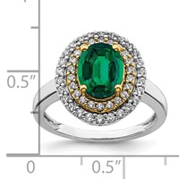 14K Two-Tone 0.50 Carat Lab Grown Diamond VS SI+ G+ and Lab Created Emerald Complete Fashion Ring view 5