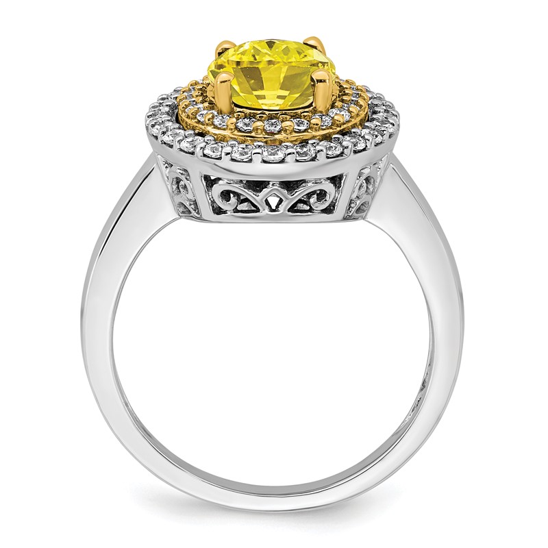 14K Two-Tone Lab Grown VS/SI+ G+ Dia & Created Yellow Sapphire Ring