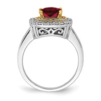 14K Two-Tone 0.50 Carat Lab Grown Diamond VS SI+ G+ and Lab Created Ruby Complete Fashion Ring view 2
