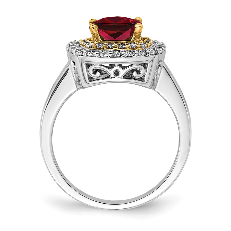 14k Two-Tone 1/2 carat Lab Grown Diamond VS/SI+ G+ and Lab Created Ruby Fashion Ring