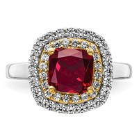 14K Two-Tone 0.50 Carat Lab Grown Diamond VS SI+ G+ and Lab Created Ruby Complete Fashion Ring view 3