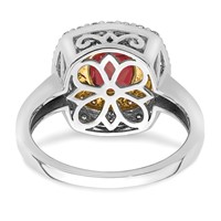 14K Two-Tone 0.50 Carat Lab Grown Diamond VS SI+ G+ and Lab Created Ruby Complete Fashion Ring view 4