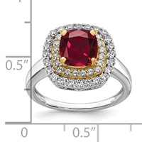 14K Two-Tone 0.50 Carat Lab Grown Diamond VS SI+ G+ and Lab Created Ruby Complete Fashion Ring view 5