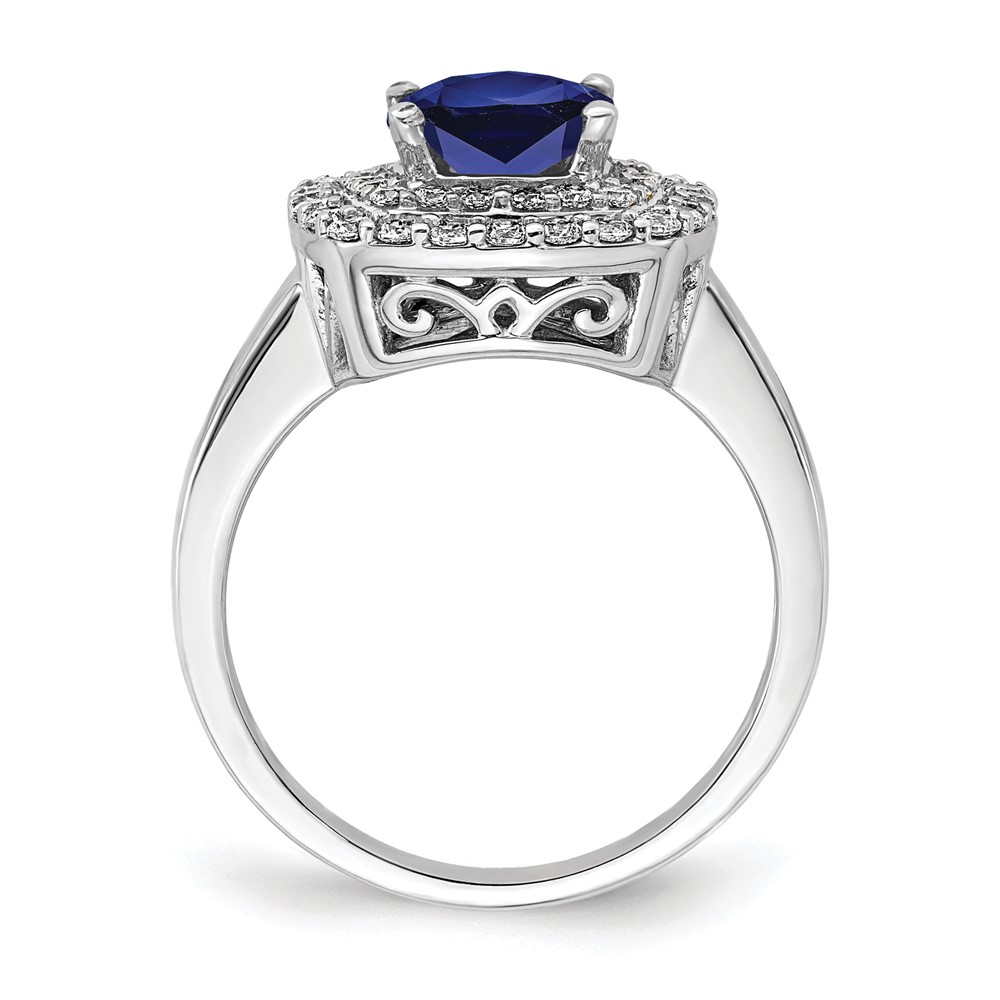 14k White Gold 1/2 carat Lab Grown Diamond VS/SI+ G+ and Lab Created Blue Sapphire Fashion Ring (RM7501-CSA-055-WLG)
