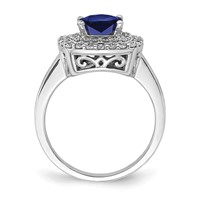 14K White Gold 0.50 Carat Lab Grown Diamond VS SI+ G+ and Lab Created Blue Sapphire Complete Fashion Ring view 2