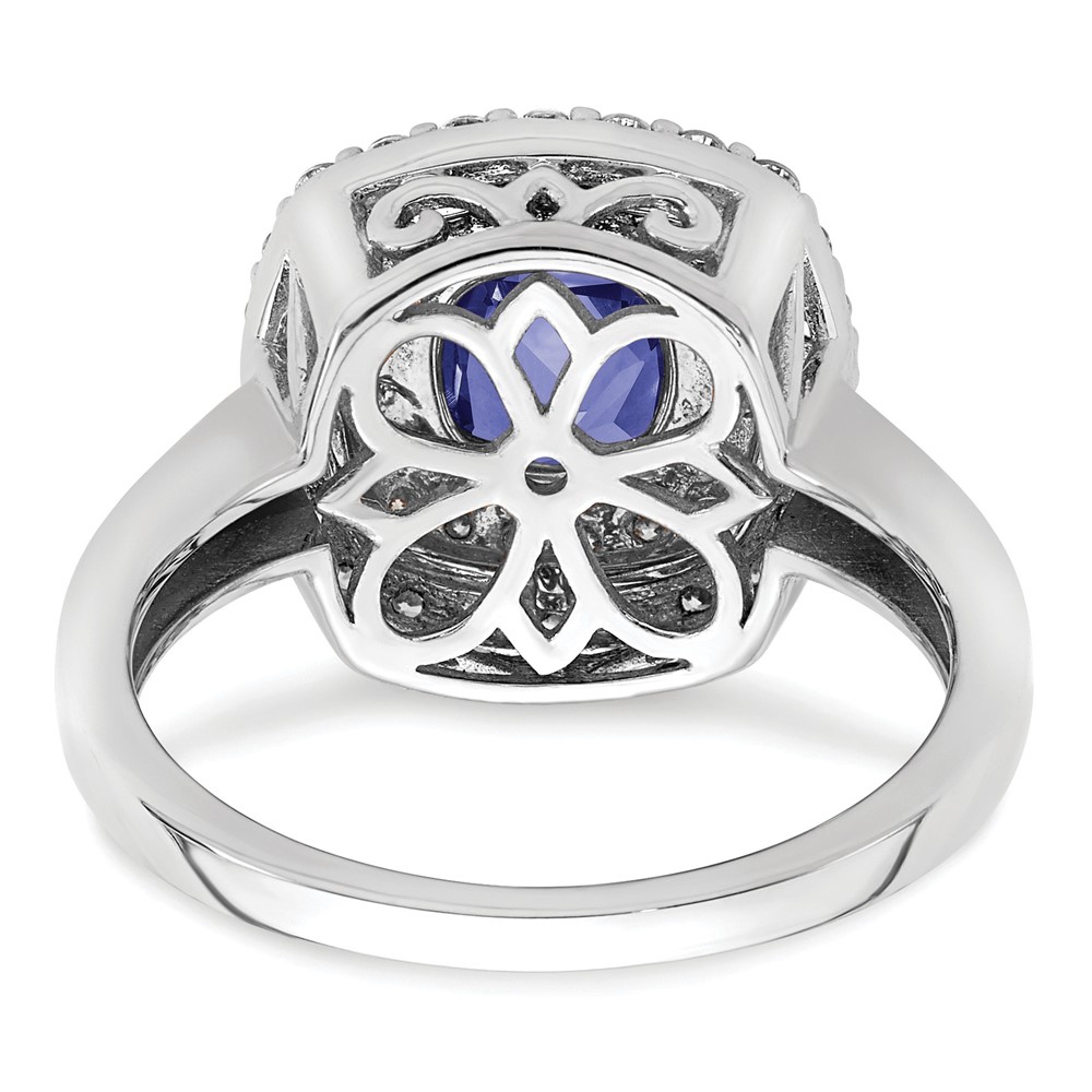 14k White Gold 1/2 carat Lab Grown Diamond VS/SI+ G+ and Lab Created Blue Sapphire Fashion Ring (RM7501-CSA-055-WLG)
