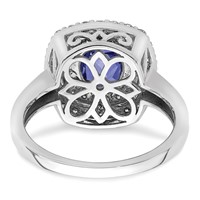 14K White Gold 0.50 Carat Lab Grown Diamond VS SI+ G+ and Lab Created Blue Sapphire Complete Fashion Ring view 4
