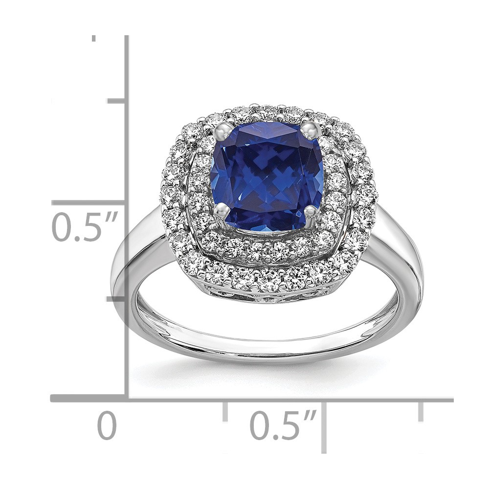 14k White Gold 1/2 carat Lab Grown Diamond VS/SI+ G+ and Lab Created Blue Sapphire Fashion Ring (RM7501-CSA-055-WLG)