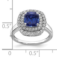 14K White Gold 0.50 Carat Lab Grown Diamond VS SI+ G+ and Lab Created Blue Sapphire Complete Fashion Ring view 5