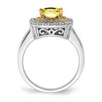 14K Two-Tone 0.50 Carat Lab Grown Diamond VS SI+ G+ and Lab Created Yellow Sapphire Complete Fashion Ring view 2