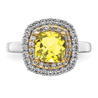 14K Two-Tone 0.50 Carat Lab Grown Diamond VS SI+ G+ and Lab Created Yellow Sapphire Complete Fashion Ring view 3