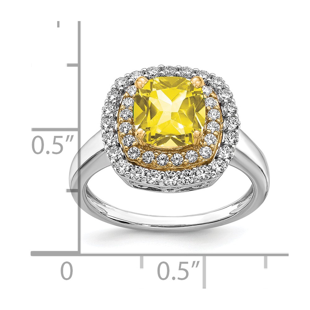 14k Two-Tone 1/2 carat Lab Grown Diamond VS/SI+ G+ and Lab Created Yellow Sapphire Fashion Ring (RM7501-CYS-055-WYLG)