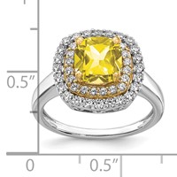 14K Two-Tone 0.50 Carat Lab Grown Diamond VS SI+ G+ and Lab Created Yellow Sapphire Complete Fashion Ring view 4