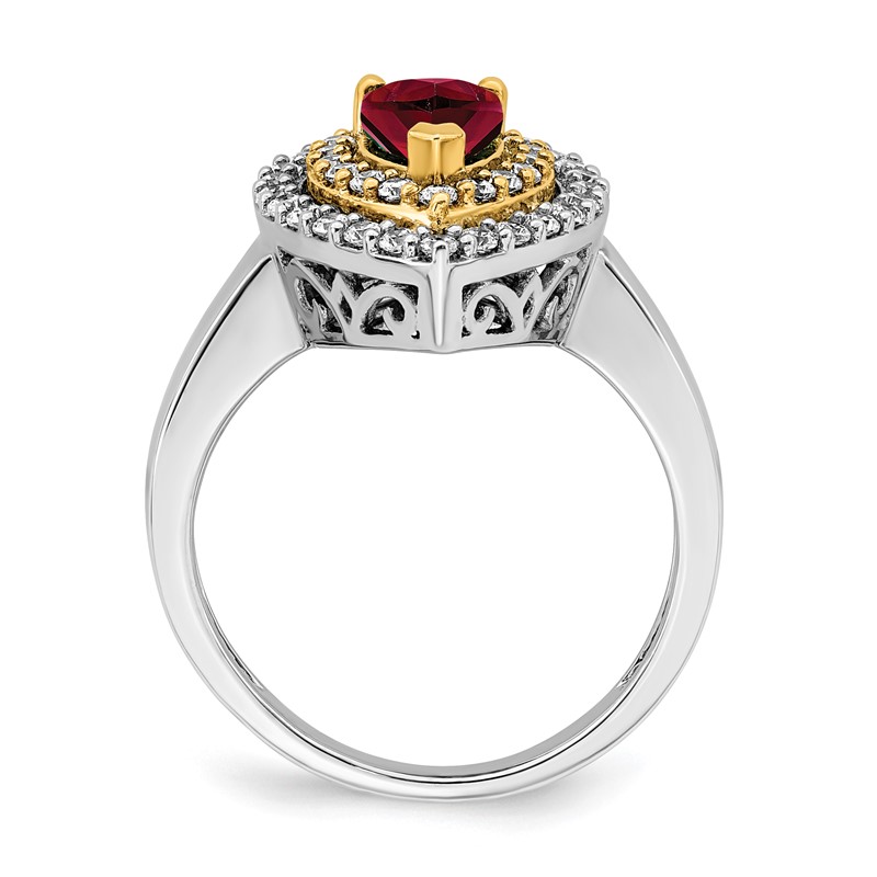 14K Two-Tone Lab Grown VS/SI FGH Dia & Created Ruby Ring