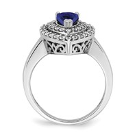 14K White Gold 0.50 Carat Lab Grown Diamond VS SI+ G+ and Lab Created Blue Sapphire Complete Fashion Ring view 2