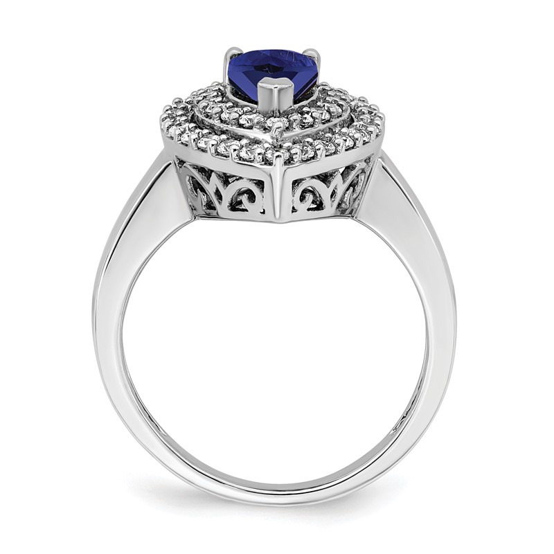 14k White Gold 1/2 carat Lab Grown Diamond VS/SI+ G+ and Lab Created Blue Sapphire Fashion Ring