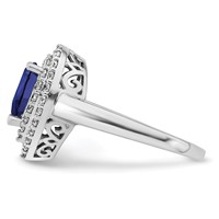 14K White Gold 0.50 Carat Lab Grown Diamond VS SI+ G+ and Lab Created Blue Sapphire Complete Fashion Ring view 3