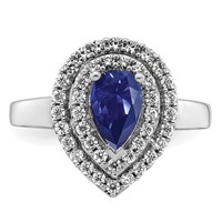 14K White Gold 0.50 Carat Lab Grown Diamond VS SI+ G+ and Lab Created Blue Sapphire Complete Fashion Ring view 4