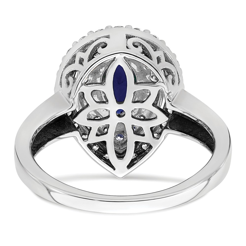 14k White Gold 1/2 carat Lab Grown Diamond VS/SI+ G+ and Lab Created Blue Sapphire Fashion Ring (RM7502-CSA-052-WLG)