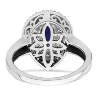 14K White Gold 0.50 Carat Lab Grown Diamond VS SI+ G+ and Lab Created Blue Sapphire Complete Fashion Ring view 5