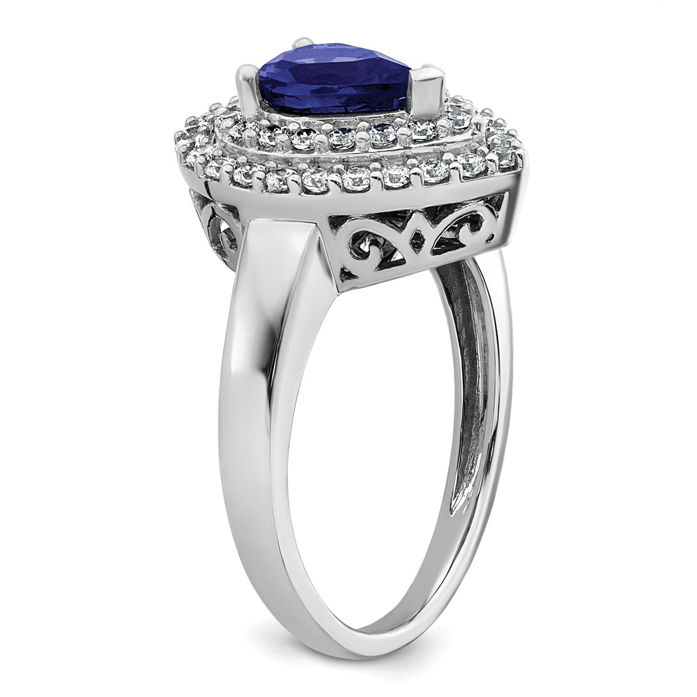 14k White Gold 1/2 carat Lab Grown Diamond VS/SI+ G+ and Lab Created Blue Sapphire Fashion Ring (RM7502-CSA-052-WLG)
