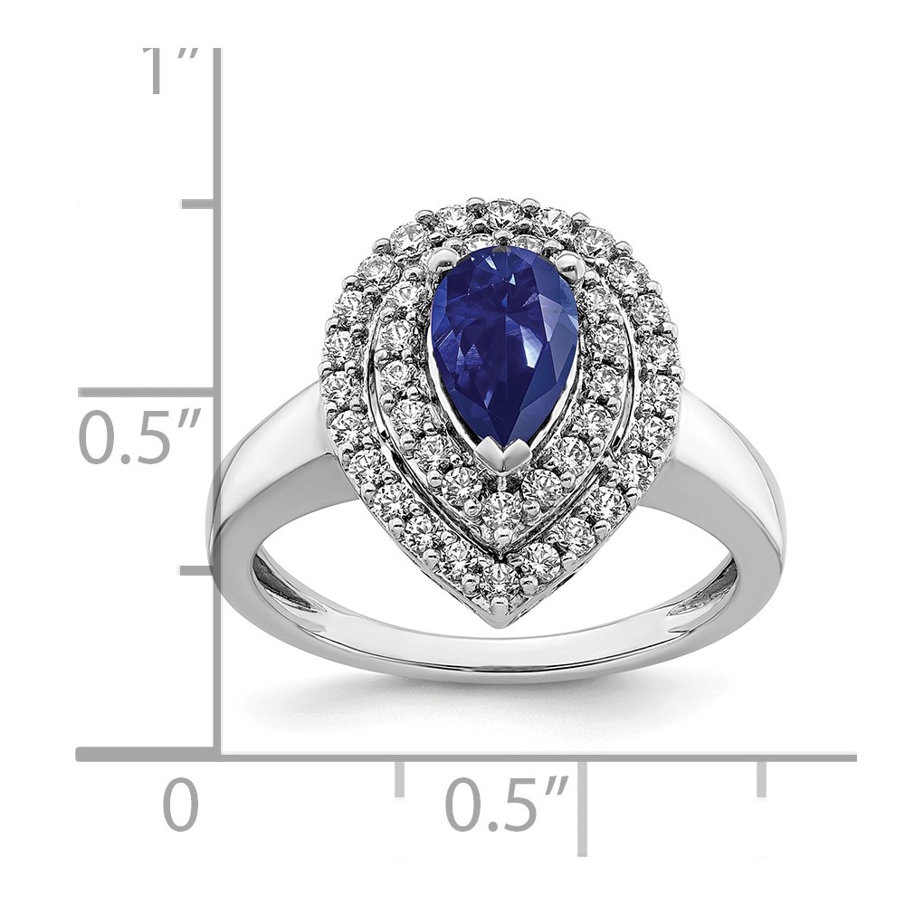 14k White Gold 1/2 carat Lab Grown Diamond VS/SI+ G+ and Lab Created Blue Sapphire Fashion Ring (RM7502-CSA-052-WLG)