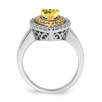 14K Two-Tone 0.50 Carat Lab Grown Diamond VS SI+ G+ and Lab Created Yellow Sapphire Complete Fashion Ring view 2