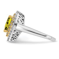 14K Two-Tone 0.50 Carat Lab Grown Diamond VS SI+ G+ and Lab Created Yellow Sapphire Complete Fashion Ring view 3