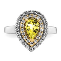 14K Two-Tone 0.50 Carat Lab Grown Diamond VS SI+ G+ and Lab Created Yellow Sapphire Complete Fashion Ring view 4