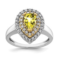 14K Two-Tone 0.50 Carat Lab Grown Diamond VS SI+ G+ and Lab Created Yellow Sapphire Complete Fashion Ring view 1