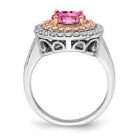 14K Two-Tone Rose and White Gold 0.62 Carat Lab Grown Diamond VS SI+ G+ and Lab Created Pink Sapphire Complete Fashion Ring view 2