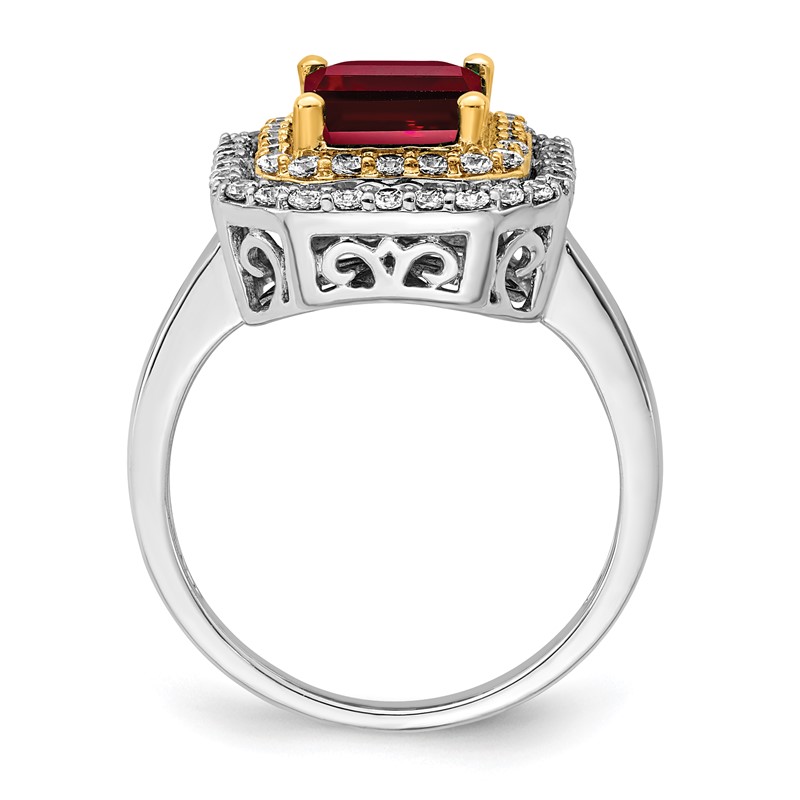 14k Two-Tone 5/8 carat Lab Grown Diamond VS/SI+ G+ and Lab Created Ruby Fashion Ring