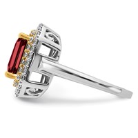 14K Two-Tone 0.62 Carat Lab Grown Diamond VS SI+ G+ and Lab Created Ruby Complete Fashion Ring view 3