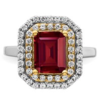 14K Two-Tone 0.62 Carat Lab Grown Diamond VS SI+ G+ and Lab Created Ruby Complete Fashion Ring view 4