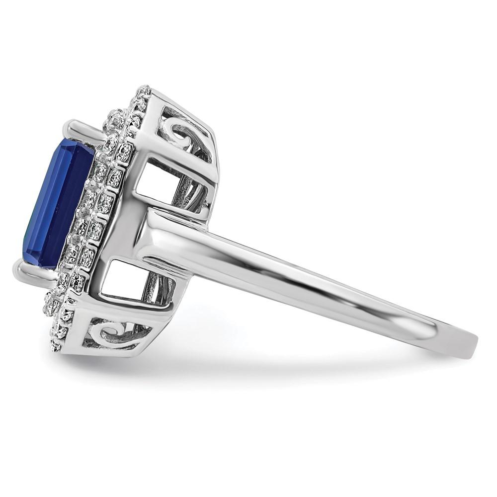 14k White Gold 5/8 carat Lab Grown Diamond VS/SI+ G+ and Lab Created Blue Sapphire Fashion Ring (RM7504-CSA-062-WLG)