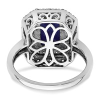 14K White Gold 0.62 Carat Lab Grown Diamond VS SI+ G+ and Lab Created Blue Sapphire Complete Fashion Ring view 5